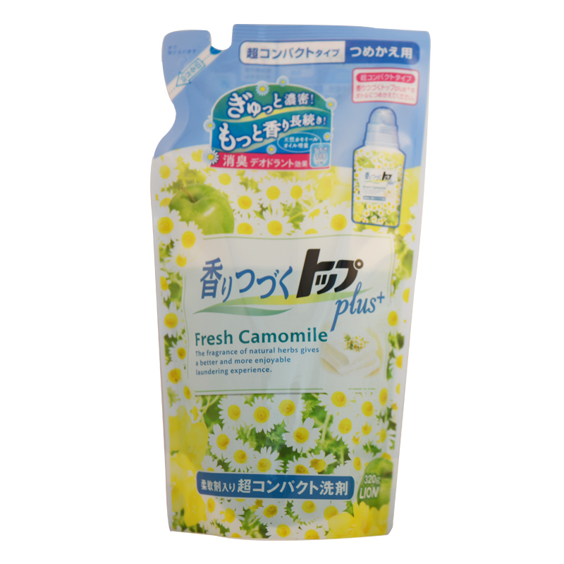 日本原装进口狮王TOP浓缩持久香氛柔顺洗衣液洋甘菊香型替换装