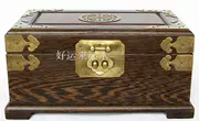 Redwood Treasure Ngực Cánh gà Gỗ Dressing Box Solid Wood Trang sức Hộp Trang điểm Gương Cổ Hai lớp Khóa - Cái hộp