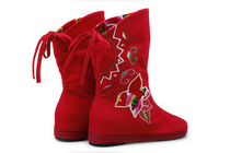 Two-wear old Beijing cloth shoes embroidered womens shoes short boots inner heightened thousand-layer bottom ethnic style embroidered boots single boots