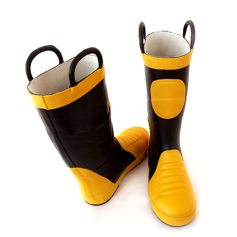 02 fire protection boots with steel plate high boots Rescue rescue boots steel Baotou anti-puncture anti-smashing rubber rain boots