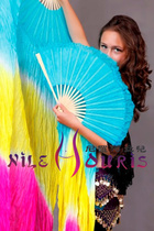Neilos Open Bin Price Belly Dance Real Silk Fan Lake Blue Lemon Yellow Rosered 1 5m * 9m 0