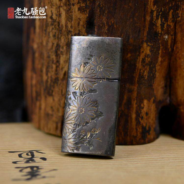 (Japanese sterling silver incense box) sterling silver incense box placed agarwood powder Qinan crushed compact compact with movable switch