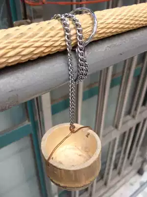 A parrot that can't bite a bucket can chew a toy to lift a bamboo bucket for free to teach bucket lifting skills