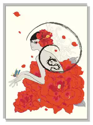 ●Hu Lili cross stitch●French DMC kit women's flowers have 3D 5D precision printing cloth