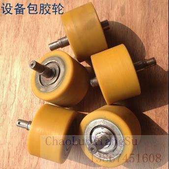 (115 * 90) stacking high machine accessories polyurethane coated rubber wheel PU wheel equipment wheels and iron core coated rubber
