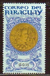 Paraguay 1965 Tokyo Olympics 1 original rubber no back film
