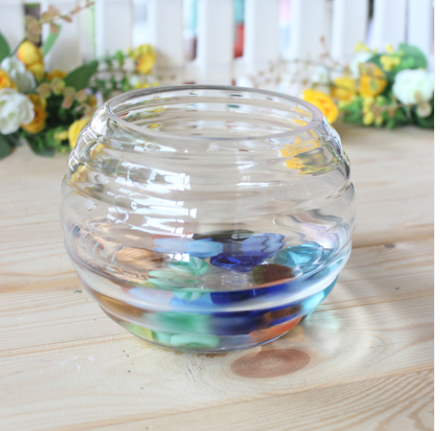 圆形螺纹玻璃水培瓶特价玻璃造型水培玻璃花瓶透明器皿