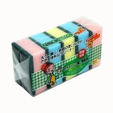 Japanese brand kitchen with double sided antibacterial and deodorant cleaning sponge dishwashing brush pot nano-cleaning baggy 5 pieces