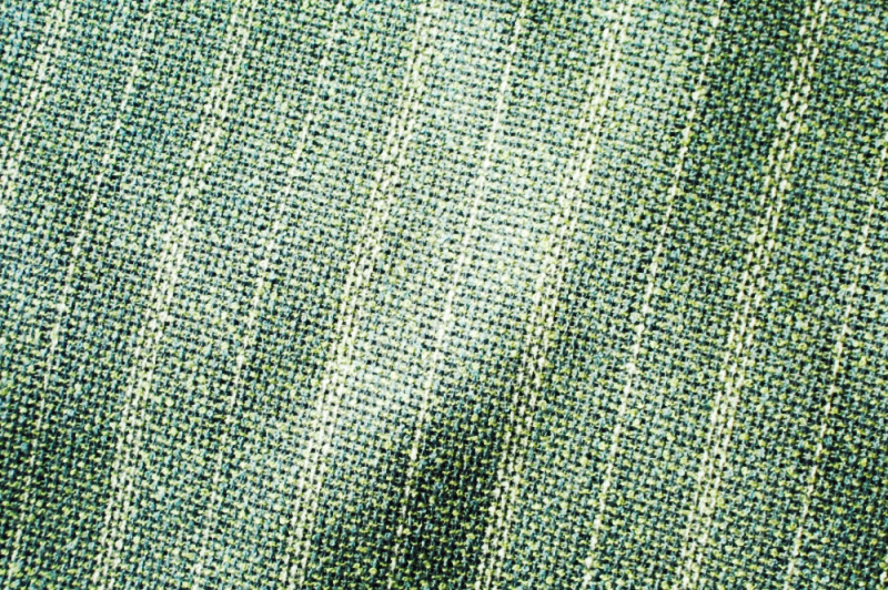 Green base light yellow striped woven style coarse flowers Clothing Fabrics Dresses Fabric 8-half-meter