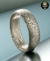 Swedish powder jewelry grade Stainless Damascus steel ring-moiré PD-11