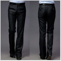 2018 new high-end business mens trousers black glossy suit pants trousers black slim pants anti-wrinkle medium thick