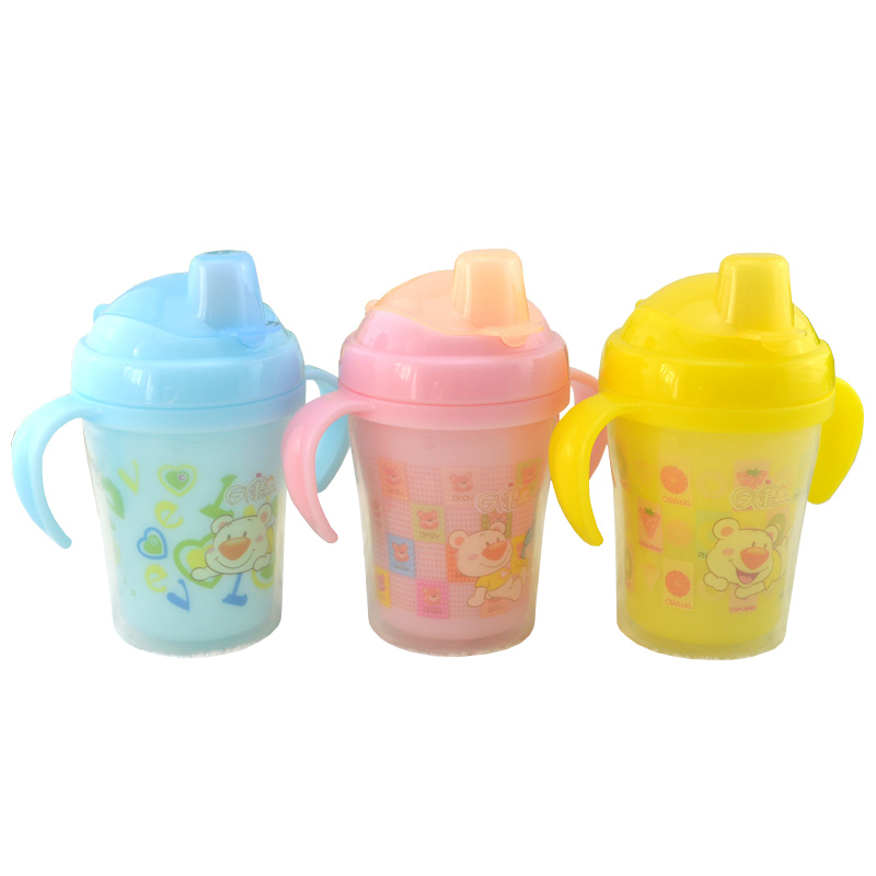 日康双层自动学饮杯 RK-3430 鸭嘴吸管水壶 240ML多款随机发 包邮