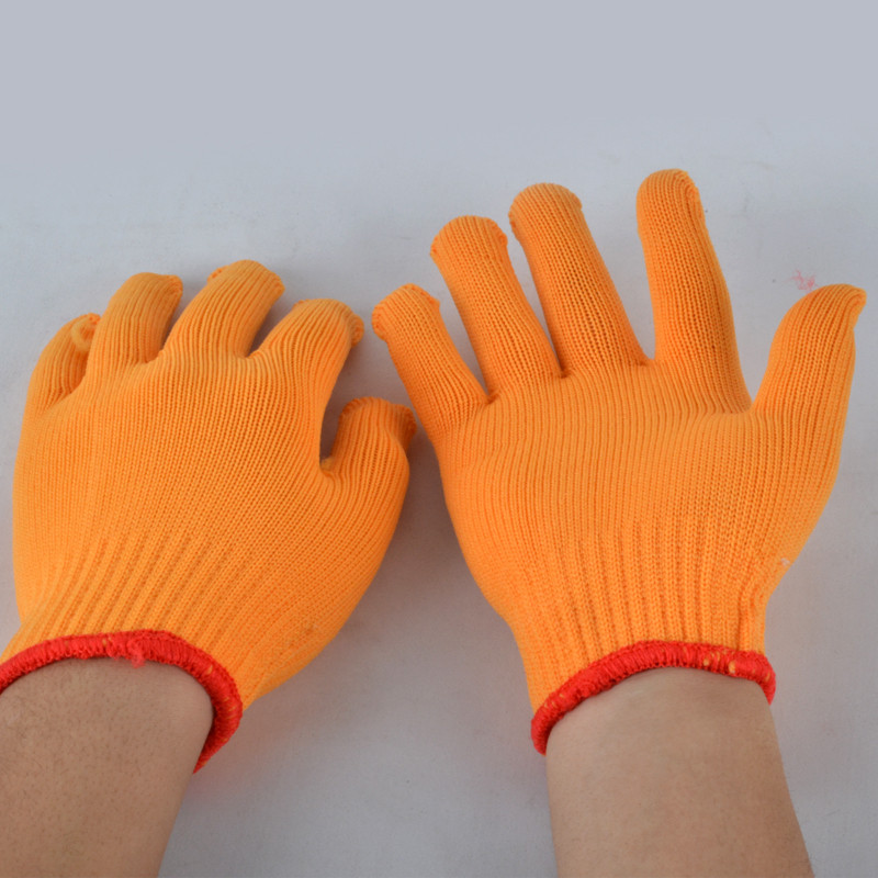 Factory direct sale special yellow nylon labor insurance gloves thickened work protective gloves non-slip wear-resistant gloves wholesale price