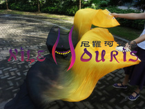 Neilos professional grade belly dance real silk fan long silk fan orange black gradient 1 80 * 0 9M