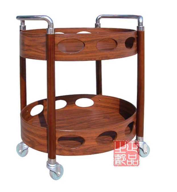 Long round wine truck trolley hotel service car Tea truck Wooden dining car Hotel hotel guesthouse
