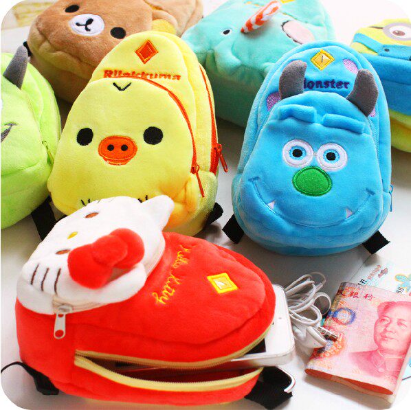 Cartoon Elephant Big Eyes Red Bear Little Kitten School Bag Shape Digital Camera Bag Coin Purse Mobile Phone Bag