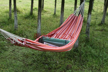 Hillman outdoor color strip thickened and widened canvas hammock to send rope and storage bag nationwide