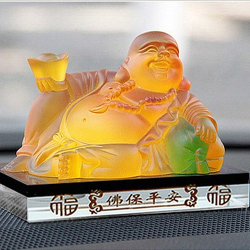 精美汽车摆饰车内精品玻璃佛香水座汽车内部装饰用品 保平安祈福