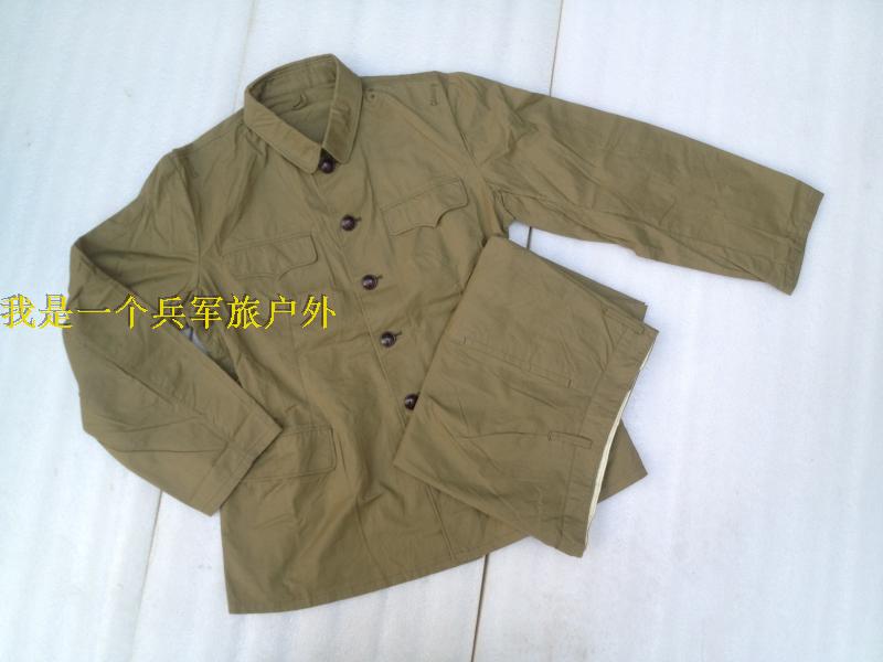 Old-fashioned 55-style plain weave fabric cadre outfit 55-style plain weave summer clothing 81 button soldier outfit