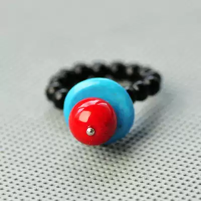 National decoration industry original Chinese style retro jewelry handmade Miao silver color stone ring Women wholesale diy270A