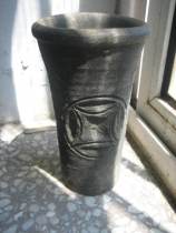 50s black ceramic cylinder carving treasure chopsticks cage chopsticks home decoration vase 1