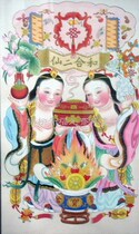 Yangliuqing New Years painting Hehe Erxian ※ Has been mounted mirror size 70 * 140cm ※