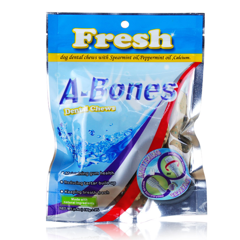 包邮狗狗磨牙棒泰迪狗咬胶 a-bones亮白双刷头洁牙骨洁齿棒M10支