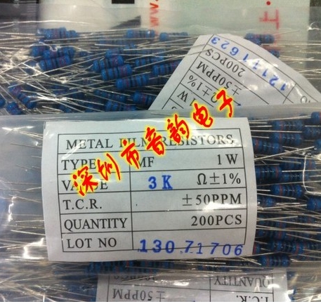 Metal Film Resistance Five Color Ring Resistance 1W 3K Precision 1% 1% 1% 10 Kups