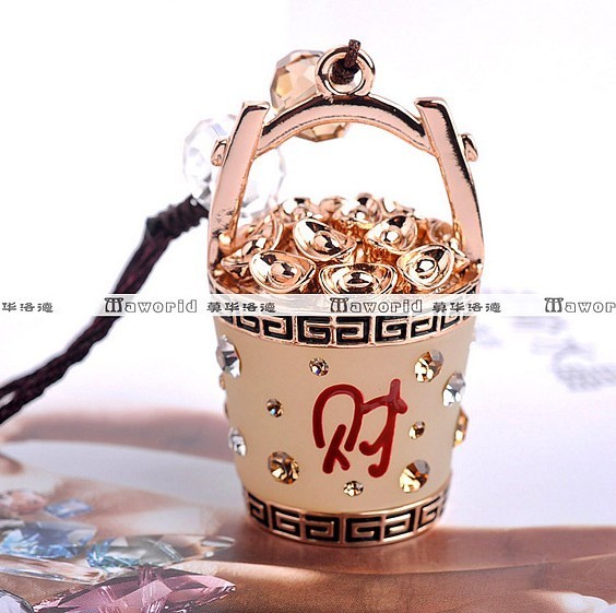 莫华洛德水晶镶钻招财桶汽车挂件气车上挂饰小车内饰品后视镜车挂