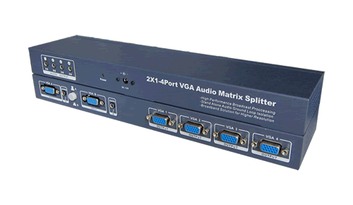 Network box view through original - 2 cut 1 in 4 out VGA audio anti-interference noise reduction switching distribution matrix