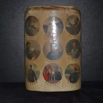 Jingdezhen antique porcelain Chairman Mao figure hat bucket collection ornaments old factory goods