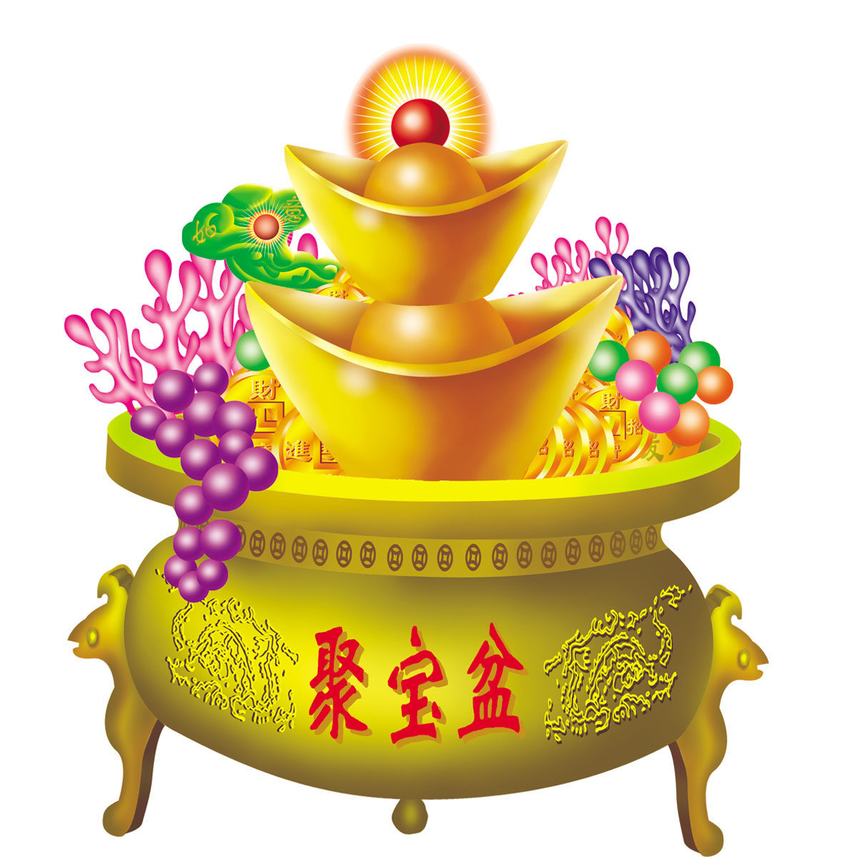 628海报印制海报展板素材676聚宝盆招财进宝