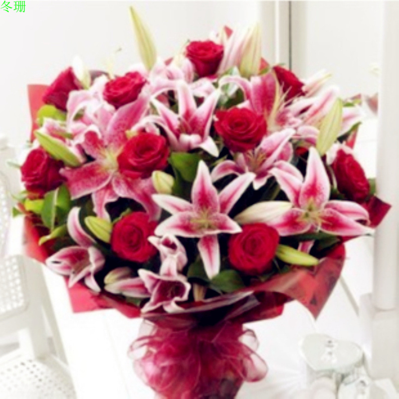 红玫瑰百合枣阳情人节预定生日同城鲜花速递孝感黄冈龙江县鲜花店