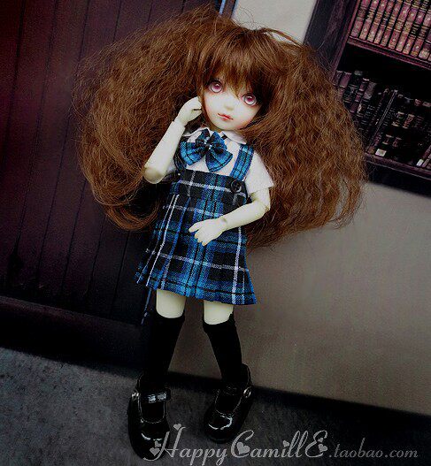BJD SD 6 Sub-Doll Wig Hair Heat Resistant Silk High Temperature Silk HT-Princess Roll Up Grade Version Deep Chestnut Brown 1 6-Taobao