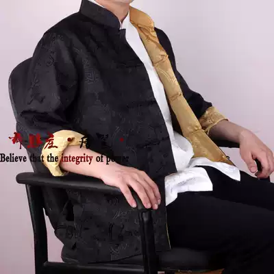 New double-sided coat men's Tang silk satin men's spring and autumn Tang coat Chinese men's BS223