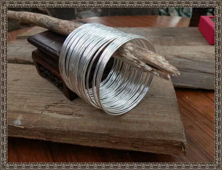  99 pure silver single root fine bracelet Guizhou Miao silver decorated with allergy pure handmade bracelet-Taobao