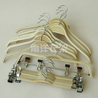 Korean wholesale women's clothing natural color wooden trouser rack clothes hanger