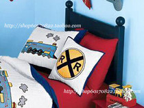 Power train^Blue * Bedding matching patch embroidered hand quilted cushion set Pillow set Decorative pillow can be equipped with core