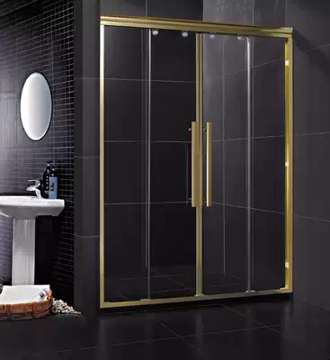 Isabelle light gold aluminum bathroom partition sliding door double solid double living sliding door shower room non-standard custom