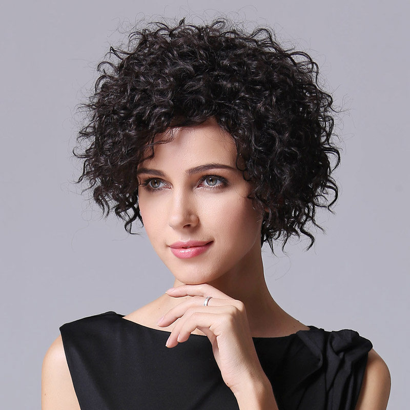 Wig women curly hair long full headgear Real Hair Short Curly Hair Fluffy Hot Moms Personality Bubbly DYNAMIC FASHION v02
