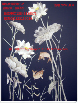 Hezhe fish skin painting (lotus pond landscape) new style with frame