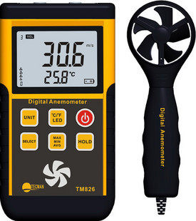 Hong Kong Teckman professional impeller type digital anemometer anemometer can test wind temperature TM826
