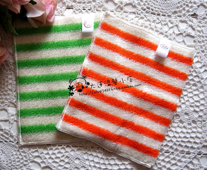 Korean color strips Bamboo fiber Dish towel Rag cloth scouring pad Non-stick oil Green stripe Disposable detergent
