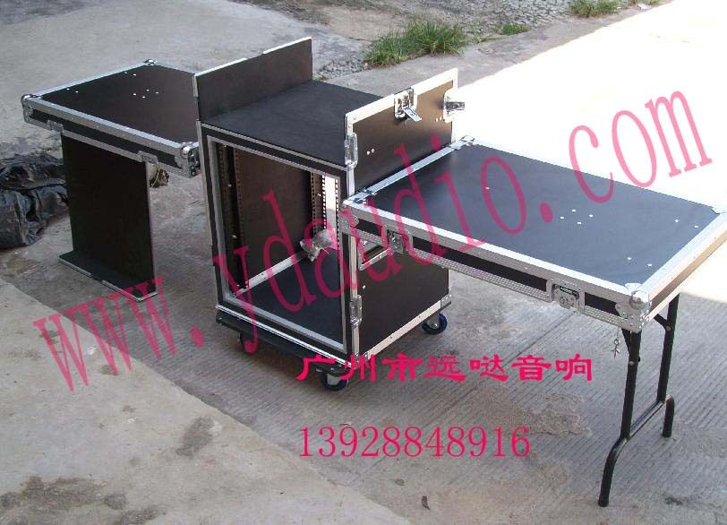 12U triple door shockproof host shell with two bench frame without mixer lifting sound power amplifier case