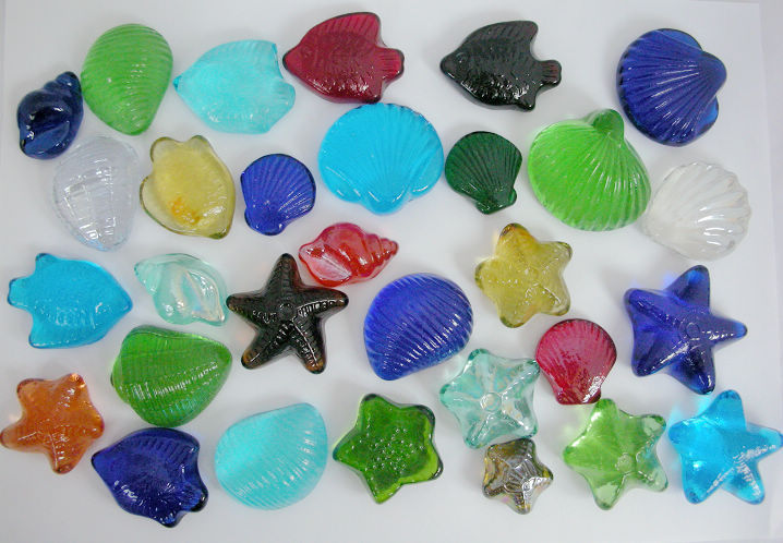 Foreign trade Various shapes MIX SEA SNAIL SMALL FISH COLORFUL FISH TANK STONE SCALLOP SEA STAR CROWN TESELL 500 gr