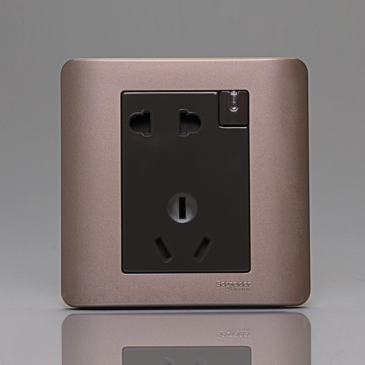 Schneider light point switch socket with switch five-hole socket E8415 10US SZ light point tone brown