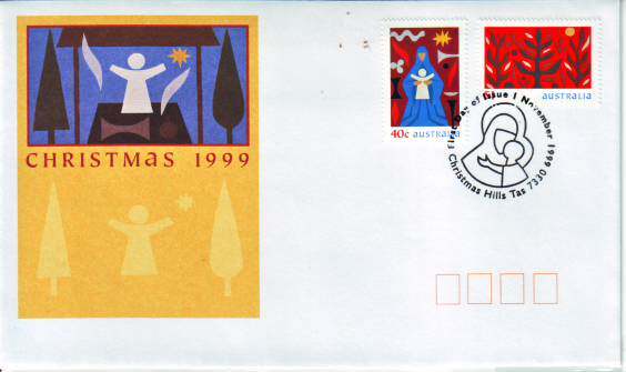Australian first day of first day 1999 Christmas Day 1 official white