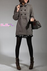 2465 Korean style thick tweed lantern sleeve large clothes are available in extra large sizes