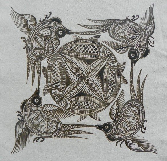 Tanzhai batik wax painting wax-dyeing photo-frame pattern ordering batik-dyeing workshop works Khaunted Wax Dyeing Art Workshop