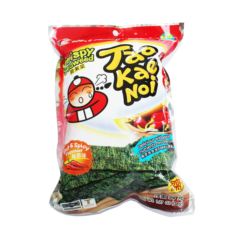 【天猫超市】泰国进口海苔 小老板脆烤紫菜（香辣味）36g/袋